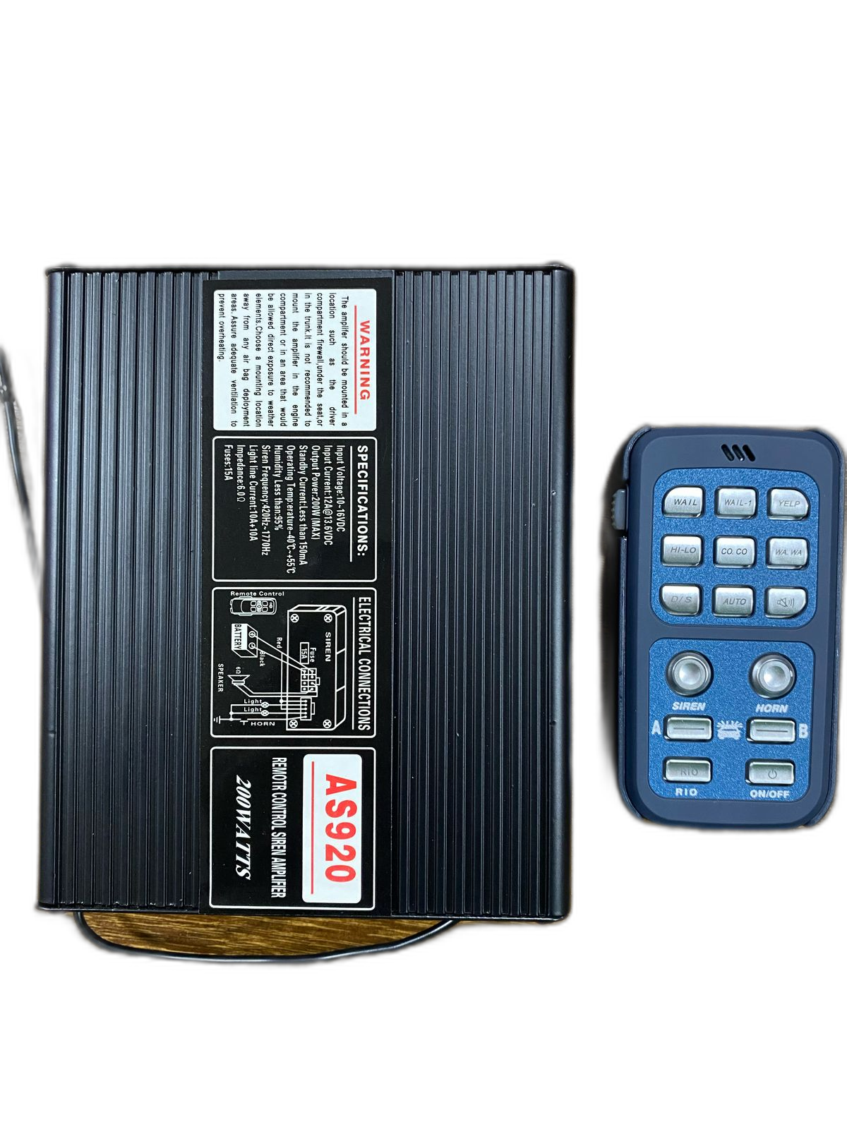 Amplificador controlador de sirena con mando